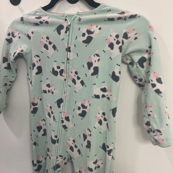 Just One You by Carter's Dairy Cow Print Full Zip Footed Pajama Sleeper, Size 3T - Picture 7 of 9